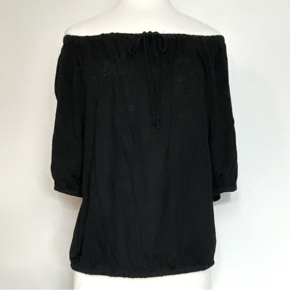 LOFT Black Linen Peasant Short Sleeve Top, XL & XXL - Picture 3 of 16